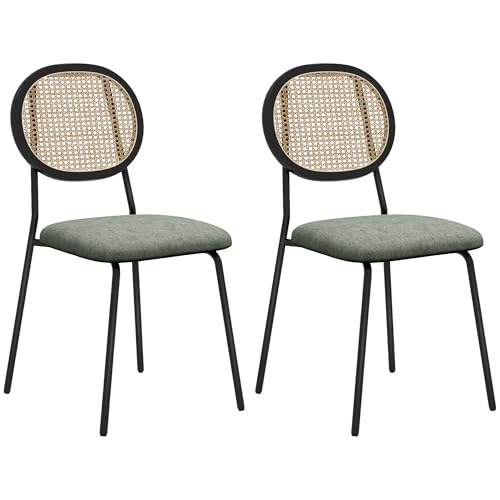 HOMCOM 2er Pack Esszimmerstühle Küchenstühle mit synthetischer Rattan Rückenlehne und Stahlrahmen für Wohnzimmer 44x54x87 cm Dunkelgrün und Schwarz HOMCOM 2er Pack Esszimmerstühle Küchenstühle mit synthetischer Rattan Rückenlehne und Stahlrahmen für Wohnzimmer 44x54x87 cm Dunkelgrün und Schwarz von HOMCOM