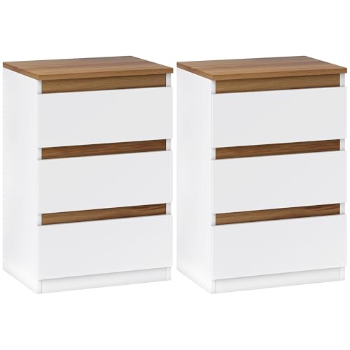 HOMCOM 2er Pack Nachttische Schlafzimmer Nachttische Schmale mit 3 Schubladen Modern Style 40x30x59,5 cm Weiß HOMCOM 2er Pack Nachttische Schlafzimmer Nachttische Schmale mit 3 Schubladen Modern Style 40x30x59,5 cm Weiß von HOMCOM
