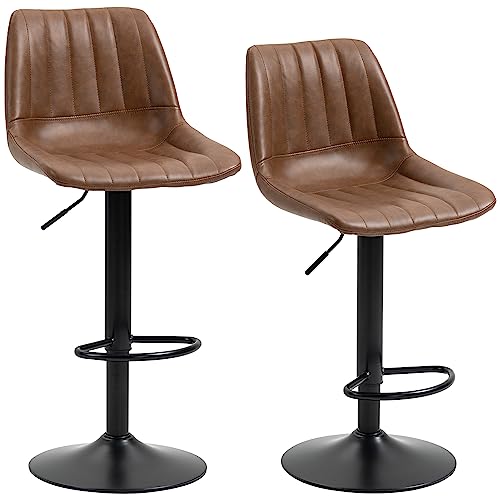 HOMCOM 2er Set Barhocker, 91-111 cm Höhenverstellbarer Küchenhocker, Barstuhl, Bistrohocker mit Fußring, Tresenhocker für Esszimmer, Kunstleder, Stahl, Braun HOMCOM 2er Set Barhocker, 91-111 cm Höhenverstellbarer Küchenhocker, Barstuhl, Bistrohocker mit Fußring, Tresenhocker für Esszimmer, Kunstleder, Stahl, Braun von HOMCOM