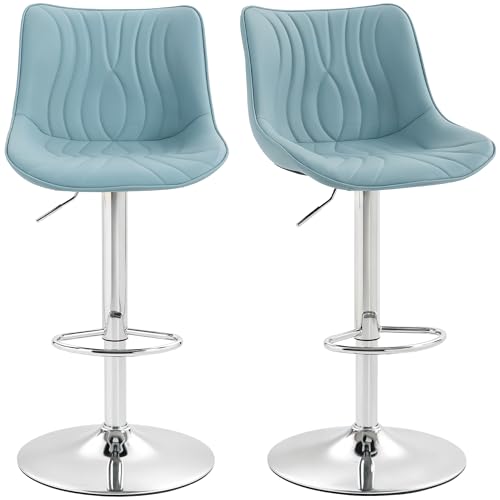 HOMCOM 2er-Set Barhocker, Barstühle, Stahlgestell, höhenverstellbar 92-110 cm, Hochstühle mit Rückenlehne und Fußstütze, modernes Design, Sitz aus Polyurethan, dunkelblau HOMCOM 2er-Set Barhocker, Barstühle, Stahlgestell, höhenverstellbar 92-110 cm, Hochstühle mit Rückenlehne und Fußstütze, modernes Design, Sitz aus Polyurethan, dunkelblau von HOMCOM