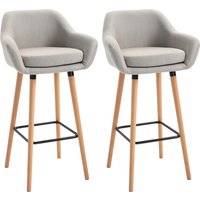 HOMCOM Barstühle Küche 2er-Set, H 65cm, Barhocker mit Armlehne, Beige   Aosom.de von HOMCOM