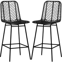 HOMCOM 2er-Set Barhocker, Bistrohocker mit Fußstütze, Barstuhl, Küchenstuhl mit Stahlbeinen für Wohnzimmer, Esszimmer, Schwarz, 42,5 x 52 x 102 cm   Aosom von HOMCOM