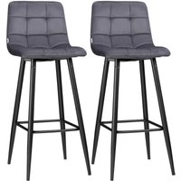 2er-Set Barhocker, Bistrohocker mit Fußstütze, Barstuhl, Samt-Bezug, Küchenstuhl, Tresenhocker-Set mit Stahlbeinen für Wohnzimmer, Esszimmer, Grau, 2er-Set Barhocker, Bistrohocker mit Fußstütze, Barstuhl, Samt-Bezug, Küchenstuhl, Tresenhocker-Set mit Stahlbeinen für Wohnzimmer, Esszimmer, Grau, von HOMCOM