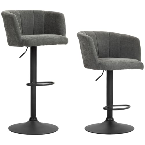 HOMCOM 2er-Set Barhocker, Bistrohocker mit Fußstütze, Drehbar Barstuhl, Höhenverstellbar Küchenhocker mit Leinenbezug, für Wohnzimmer, Esszimmer, Dunkelgrau HOMCOM 2er-Set Barhocker, Bistrohocker mit Fußstütze, Drehbar Barstuhl, Höhenverstellbar Küchenhocker mit Leinenbezug, für Wohnzimmer, Esszimmer, Dunkelgrau von HOMCOM