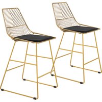 HOMCOM 2er-Set Barhocker Bistrohocker mit Fußstütze Barstuhl Küchenstuhl Stahlbeine für Wohnzimmer Esszimmer Gold 46x56x95cm   Aosom.de von HOMCOM