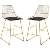 HOMCOM 2er-Set Barhocker, Bistrohocker mit Fußstütze, Kissen, Gold, 46x56x95 cm HOMCOM 2er-Set Barhocker, Bistrohocker mit Fußstütze, Kissen, Gold, 46x56x95 cm von HOMCOM
