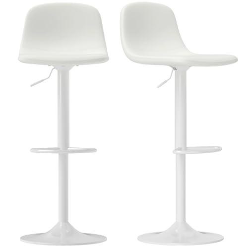 HOMCOM 2er-Set Barhocker, Küchenhocker, höhenverstellbar, 84-104 cm, mit Rückenlehne und Fußstütze, PU-Bezug, um 360° drehbar, für Esszimmer, Theke, Weiß HOMCOM 2er-Set Barhocker, Küchenhocker, höhenverstellbar, 84-104 cm, mit Rückenlehne und Fußstütze, PU-Bezug, um 360° drehbar, für Esszimmer, Theke, Weiß von HOMCOM