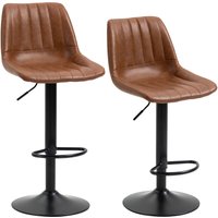 HOMCOM 2er Set Barhocker Höhenverstellbare Tresenhocker Kunstleder Bistrohocker mit Fußring Stahl Braun für Küche & Bar   Aosom.de von HOMCOM