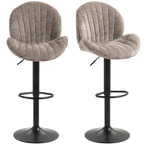 HOMCOM 2er-Set Barhocker, drehbare Barstühle, Muschelform, Küchenhochstuhl mit Rückenlehne, höhenverstellbar und Fußstütze, Stahlrahmen, braun HOMCOM 2er-Set Barhocker, drehbare Barstühle, Muschelform, Küchenhochstuhl mit Rückenlehne, höhenverstellbar und Fußstütze, Stahlrahmen, braun von HOMCOM