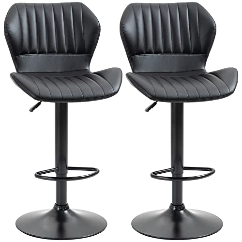 HOMCOM 2er-Set Barhocker 360° drehbare Barstühle höhenverstellbar Bistrohocker mit Rückenlehne Drehstühle für Bartheke Küche und Esszimmer modernes Design Kunstleder Schwarz 48,5 x 55,5 x 90-110 cm HOMCOM 2er-Set Barhocker 360° drehbare Barstühle höhenverstellbar Bistrohocker mit Rückenlehne Drehstühle für Bartheke Küche und Esszimmer modernes Design Kunstleder Schwarz 48,5 x 55,5 x 90-110 cm von HOMCOM