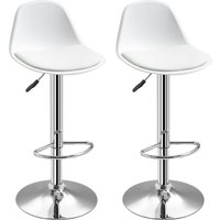 HOMCOM 2er-Set-Barhocker 360° drehbare bis 120 kg(Ein Stuhl) Barstühle Drehstühle Weiß Kunstleder Stahl 40 x 42 x 82-104 cm von HOMCOM