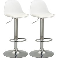 HOMCOM 2er-Set Barhocker Drehstühle bis 120kg mit Lehne höhenverstellbar für Bartheke in Weiß Kunstleder und Stahl 40x42x82-104 cm   Aosom.de von HOMCOM