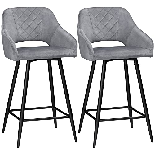 HOMCOM 2er-Set Barhocker Barstühle Bistrohocker mit Fußstütze Samtoptik Küchenstuhl Thekenhocker Sitzbezug für Küche Wohnzimmer Esszimmer Stahl Grau 50 x 56 x 98 cm HOMCOM 2er-Set Barhocker Barstühle Bistrohocker mit Fußstütze Samtoptik Küchenstuhl Thekenhocker Sitzbezug für Küche Wohnzimmer Esszimmer Stahl Grau 50 x 56 x 98 cm von HOMCOM