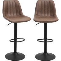 HOMCOM 2er-Set Barhocker Küchenhocker höhenverstellbar mit Fußstützen Drehstuhl Braun Polyester 43 x 46 5 x 89-110 cm für Bar Küche   Aosom.de von HOMCOM