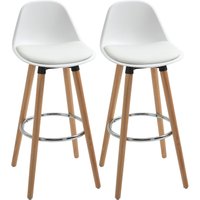HOMCOM 2er-Set Barhocker Barstuhl Küchenhocker Tresenstuhl mit Fußstützen, Weiß HOMCOM 2er-Set Barhocker Barstuhl Küchenhocker Tresenstuhl mit Fußstützen, Weiß von HOMCOM