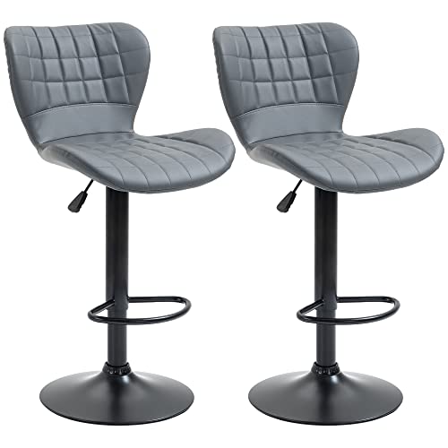 HOMCOM 2er-Set Barhocker Barstuhl Tresenhocker Bistrohocker Küchenhocker Drehstuhl mit Rückenlehne für Küche Esszimmer Kunstleder Grau 47 x 51,5 x 89-109 cm HOMCOM 2er-Set Barhocker Barstuhl Tresenhocker Bistrohocker Küchenhocker Drehstuhl mit Rückenlehne für Küche Esszimmer Kunstleder Grau 47 x 51,5 x 89-109 cm von HOMCOM