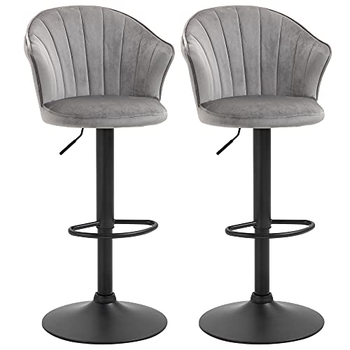HOMCOM 2er-Set Barhocker drehbare Barstühle mit Lehne Samt Touch Bistrohocker höhenverstellbarer Tresenhocker armloser Schaumstoff Grau 54 x 56 x 91-111 cm HOMCOM 2er-Set Barhocker drehbare Barstühle mit Lehne Samt Touch Bistrohocker höhenverstellbarer Tresenhocker armloser Schaumstoff Grau 54 x 56 x 91-111 cm von HOMCOM