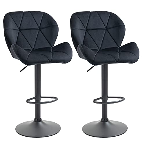 HOMCOM 2er-Set Barhocker drehbare Barstühle mit Lehne höhenverstellbarer Bistrohocker Tresenhocker Samt Touch armloser Schaumstoff Schwarz 51,5X 57,5 x 93-114,5 cm HOMCOM 2er-Set Barhocker drehbare Barstühle mit Lehne höhenverstellbarer Bistrohocker Tresenhocker Samt Touch armloser Schaumstoff Schwarz 51,5X 57,5 x 93-114,5 cm von HOMCOM