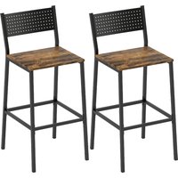 HOMCOM 2er-Set Barhocker im Industrial-Look mit Rückenlehne & Fußstütze, rustikales Braun   Aosom von HOMCOM