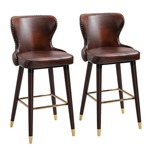 HOMCOM 2er-Set Barhocker mit Fußstütze, Barstuhl mit Rückenlehne, Bistrohocker, Esszimmerstuhl, Tresenhocker, Kunstleder, Braun, 52 x 53 x 101 cm HOMCOM 2er-Set Barhocker mit Fußstütze, Barstuhl mit Rückenlehne, Bistrohocker, Esszimmerstuhl, Tresenhocker, Kunstleder, Braun, 52 x 53 x 101 cm von HOMCOM