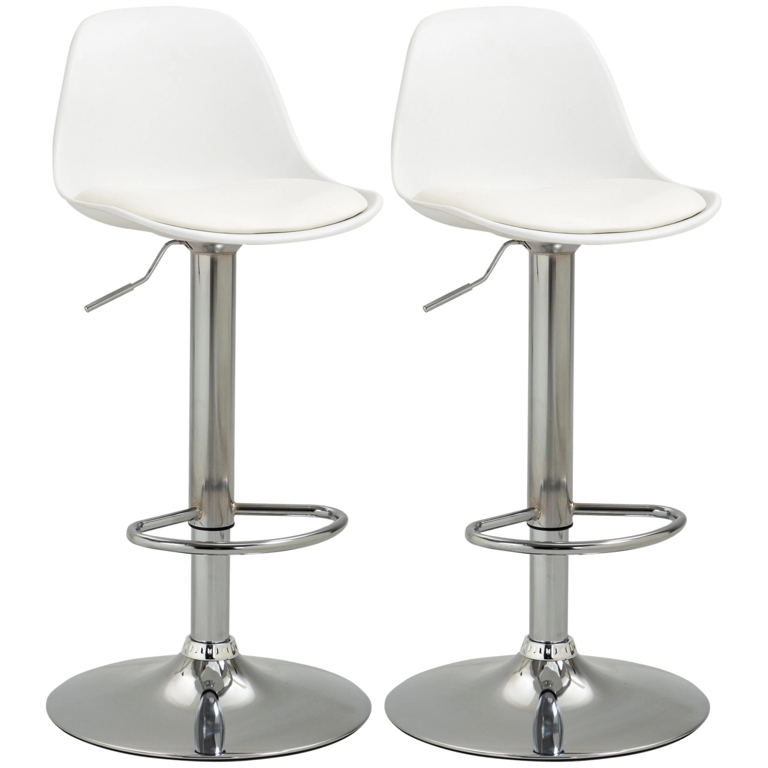 HOMCOM 2er-Set Barhocker mit Lehne Höhenverstellbar Weiß Stahl 40 x 42 x 82-104cm HOMCOM 2er-Set Barhocker mit Lehne Höhenverstellbar Weiß Stahl 40 x 42 x 82-104cm von HOMCOM