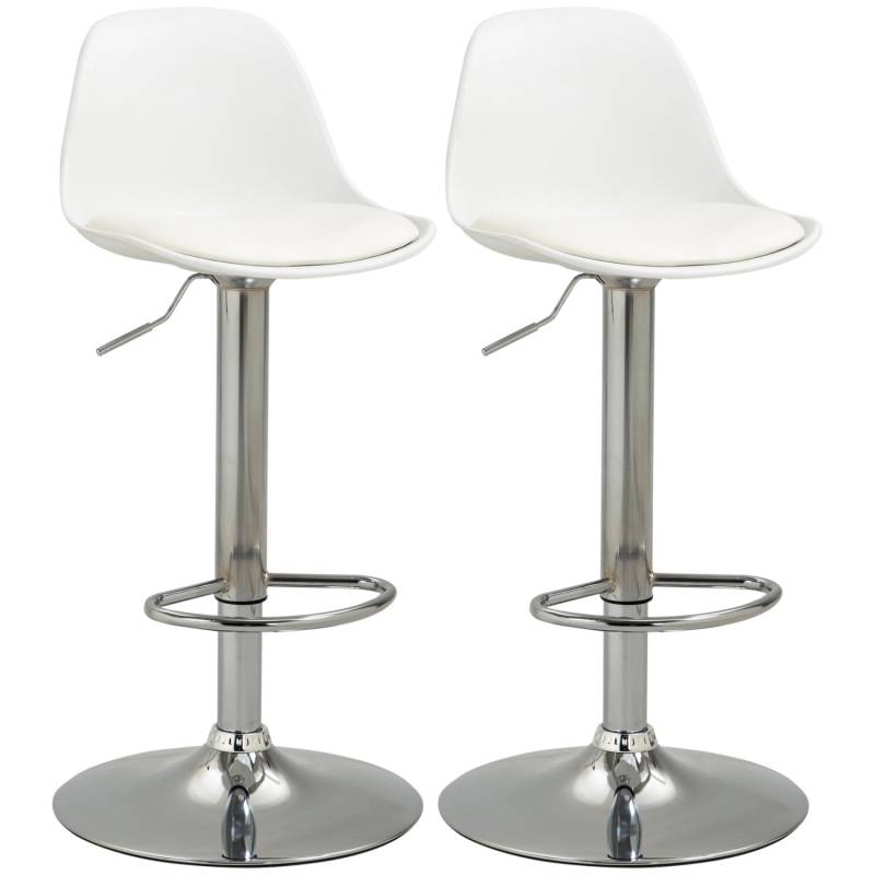HOMCOM 2er-Set Barhocker mit Lehne Höhenverstellbar Weiß Stahl 40 x 42 x 82-104cm von HOMCOM
