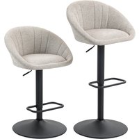HOMCOM 2er-Set Barhocker mit Rückenlehne, höhenverstellbar & 360° drehbar, Fußstütze, Stoff, Beige   Aosom von HOMCOM