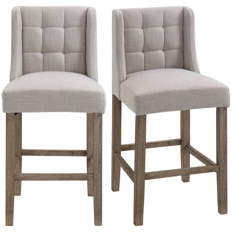 HOMCOM 2er-Set Barhocker mit Rückenlehne Grau von HOMCOM