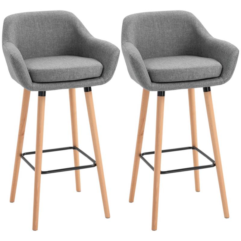 HOMCOM 2er-Set Barhocker mit Sitzkissen und Fußstützen von HOMCOM