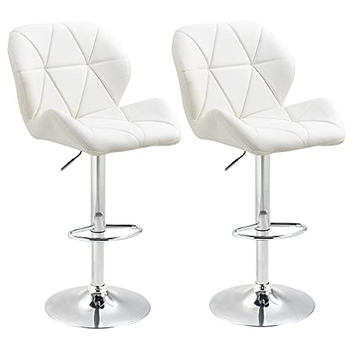 HOMCOM 2er Set Barhocker mit verstellbarer Höhe, Metallfuß und PU-Ledersitz, Hocker mit Rückenlehne und Fußstütze, 51.5x57.5x93-114.5cm, Weiß HOMCOM 2er Set Barhocker mit verstellbarer Höhe, Metallfuß und PU-Ledersitz, Hocker mit Rückenlehne und Fußstütze, 51.5x57.5x93-114.5cm, Weiß von HOMCOM