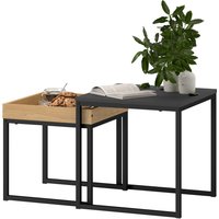 HOMCOM 2er-Set Couchtisch, Eckiger Beistelltisch, Kaffeetisch mit Stahlgestell, Sofatisch im modern Design, für Wohnzimmer, bis 30 kg Belastbar, Schwarz+Eiche Aosom HOMCOM 2er-Set Couchtisch, Eckiger Beistelltisch, Kaffeetisch mit Stahlgestell, Sofatisch im modern Design, für Wohnzimmer, bis 30 kg Belastbar, Schwarz+Eiche Aosom von HOMCOM