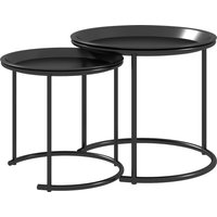 HOMCOM 2er-Set Couchtisch, rund Beistelltisch, stapelbar Wohnzimmertisch, Sofatisch für Wohnzimmer, Schlafzimmer, Flur, Stahl, Ø43/35 cm, Schwarz   Aosom von HOMCOM