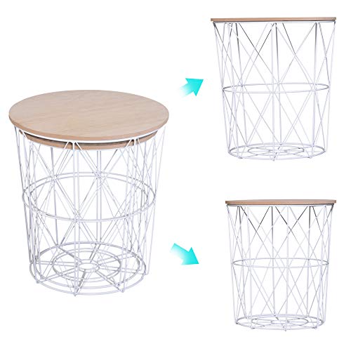 HOMCOM 2er-Set Couchtisch Beistelltisch 2-teilig Nachttisch Wohnzimmer Schlafzimmer Korbtisch mit abnehmbaren Deckel mit durchbrochenes modernes Design MDF Metall Natur+Weiß ∅40 x H45 cm HOMCOM 2er-Set Couchtisch Beistelltisch 2-teilig Nachttisch Wohnzimmer Schlafzimmer Korbtisch mit abnehmbaren Deckel mit durchbrochenes modernes Design MDF Metall Natur+Weiß ∅40 x H45 cm von HOMCOM