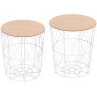 Homcom - Couchtisch Rund 2er Set stapelbar Wohnzimmertisch Beistelltisch mit abnehmbaren Deckel Satztisch Kaffeetisch mit Metallgestell für Homcom - Couchtisch Rund 2er Set stapelbar Wohnzimmertisch Beistelltisch mit abnehmbaren Deckel Satztisch Kaffeetisch mit Metallgestell für von HOMCOM