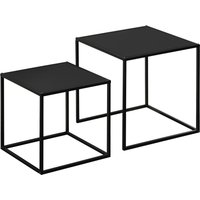 2er-Set Couchtisch Beistelltisch für Wohnzimmer aus Stahlgestell Schwarz von HOMCOM