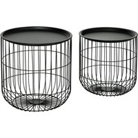 HOMCOM 2er-Set Couchtisch Beistelltisch Skandidesign Kaffeetisch mit Stauraum aus Stahl Schwarz für Wohnzimmer & moderne Einrichtung   Aosom.de von HOMCOM
