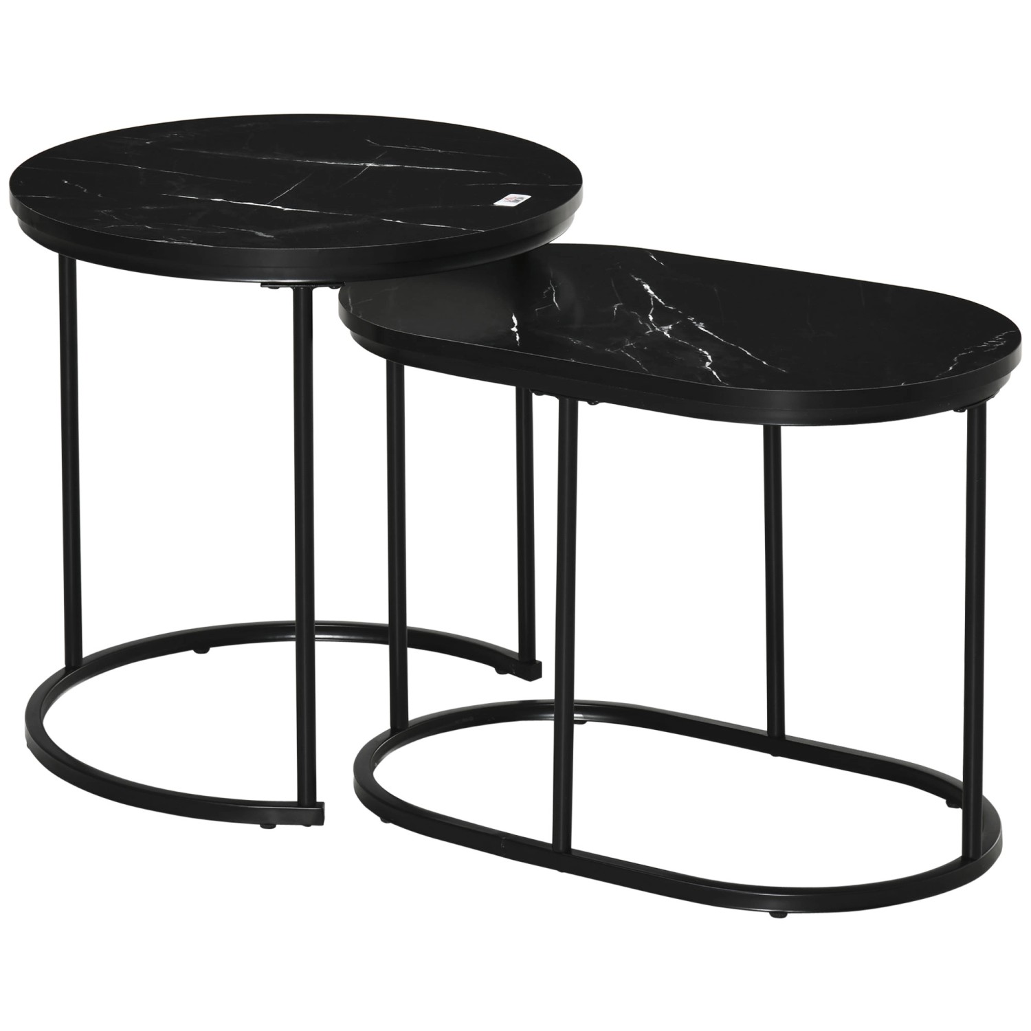 HOMCOM 2er Set Couchtisch Rund Oval Stapelbar MDF Stahl Schwarz Ø50 x 50 5H cm HOMCOM 2er Set Couchtisch Rund Oval Stapelbar MDF Stahl Schwarz Ø50 x 50 5H cm von HOMCOM