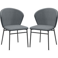 HOMCOM 2er Set Esszimmerstühle, Küchenstuhl, gepolsterte Sitzfläche in Leinenoptik-Stoff, stabile Stahlbeine, modernes Design, grau   Aosom von HOMCOM