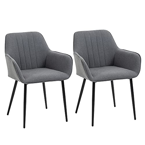 HOMCOM 2er Set Esszimmerstühle Essstühle Polsterstuhl mit atmungsaktivem Leinenbezug Wohnzimmerstuhl Sessel Küchenstuhl mit Rückenlehne Armlehne Leinen Dunkelgrau 59,5 x 56,5 x 81 cm HOMCOM 2er Set Esszimmerstühle Essstühle Polsterstuhl mit atmungsaktivem Leinenbezug Wohnzimmerstuhl Sessel Küchenstuhl mit Rückenlehne Armlehne Leinen Dunkelgrau 59,5 x 56,5 x 81 cm von HOMCOM