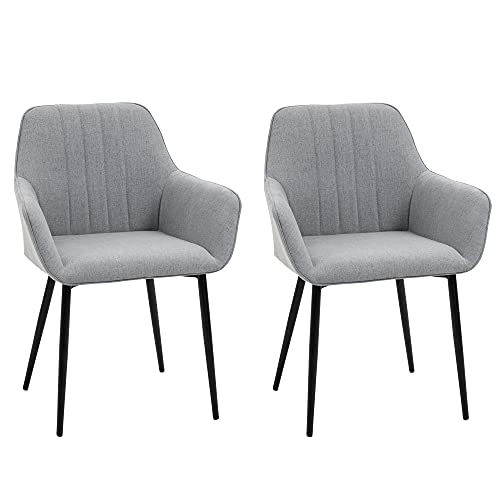 HOMCOM 2er Set Esszimmerstühle Essstühle Polsterstuhl mit atmungsaktivem Leinenbezug Wohnzimmerstuhl Sessel Küchenstuhl mit Rückenlehne Armlehne Leinen Hellgrau 59,5 x 56,5 x 81 cm HOMCOM 2er Set Esszimmerstühle Essstühle Polsterstuhl mit atmungsaktivem Leinenbezug Wohnzimmerstuhl Sessel Küchenstuhl mit Rückenlehne Armlehne Leinen Hellgrau 59,5 x 56,5 x 81 cm von HOMCOM