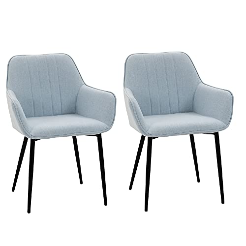 HOMCOM 2er Set Esszimmerstühle Essstühle Polsterstuhl mit atmungsaktivem Leinenbezug Wohnzimmerstuhl Sessel Küchenstuhl mit Rückenlehne Armlehne Leinen Blau 59,5 x 56,5 x 81 cm HOMCOM 2er Set Esszimmerstühle Essstühle Polsterstuhl mit atmungsaktivem Leinenbezug Wohnzimmerstuhl Sessel Küchenstuhl mit Rückenlehne Armlehne Leinen Blau 59,5 x 56,5 x 81 cm von HOMCOM