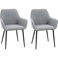 HOMCOM 2er Set Esszimmerstühle Polsterstühle mit atmungsaktivem Leinenbezug in Hellgrau für Wohnzimmer Küche 59,5x56,5x81cm   Aosom.de von HOMCOM