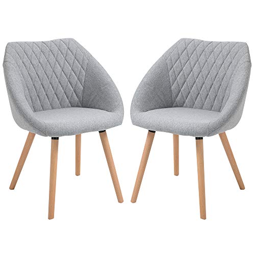 HOMCOM 2er-Set Esszimmerstühle Skandinavisches Design - Verjüngte Beine Buchenholz - Sitzfläche Rückenlehne ergonomische Armlehnen Leinen Grau HOMCOM 2er-Set Esszimmerstühle Skandinavisches Design - Verjüngte Beine Buchenholz - Sitzfläche Rückenlehne ergonomische Armlehnen Leinen Grau von HOMCOM