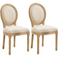 HOMCOM 2er Set Esszimmerstühle Vintage Küchenstuhl Polsterstuhl mit Rückenlehne Linen-Touch Gummiholz Cremeweiß+Natur 49 x 56 x 96 cm Aosom HOMCOM 2er Set Esszimmerstühle Vintage Küchenstuhl Polsterstuhl mit Rückenlehne Linen-Touch Gummiholz Cremeweiß+Natur 49 x 56 x 96 cm Aosom von HOMCOM