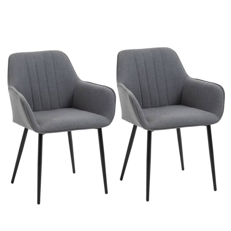 HOMCOM 2er Set Esszimmerstühle mit Rückenlehne 59,5L x 56,5B x 81L cm von HOMCOM