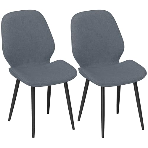HOMCOM 2er-Set Esszimmerstühle moderne Küchenstühle mit Metallbeinen, geschwungener Rückenlehne und gepolsterter Sitzfläche für Esszimmer, Schlafzimmer, Wohnzimmer, grau HOMCOM 2er-Set Esszimmerstühle moderne Küchenstühle mit Metallbeinen, geschwungener Rückenlehne und gepolsterter Sitzfläche für Esszimmer, Schlafzimmer, Wohnzimmer, grau von HOMCOM