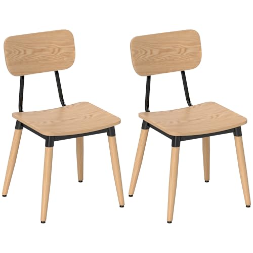 HOMCOM 2er-Set Esszimmerstühle moderne Küchenstühle mit Stahlbeinen und geschwungener Rückenlehne für Esszimmer, Schlafzimmer, Wohnzimmer, Naturholzeffekt HOMCOM 2er-Set Esszimmerstühle moderne Küchenstühle mit Stahlbeinen und geschwungener Rückenlehne für Esszimmer, Schlafzimmer, Wohnzimmer, Naturholzeffekt von HOMCOM