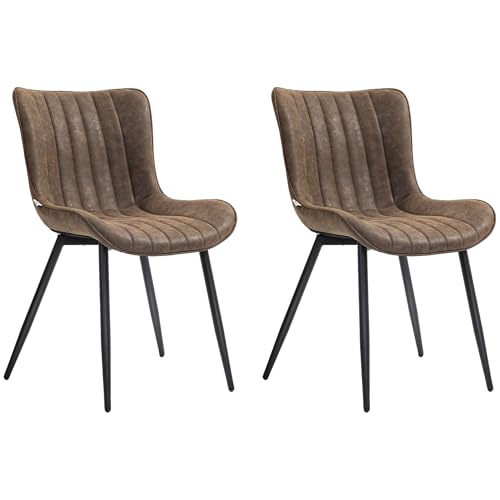 HOMCOM 2er-Set Esszimmerstühle moderner Küchenstuhl aus synthetischem Bezug mit gepolstertem Design und Metallbeinen, für Wohnzimmer, Esszimmer, Schlafzimmer, braun HOMCOM 2er-Set Esszimmerstühle moderner Küchenstuhl aus synthetischem Bezug mit gepolstertem Design und Metallbeinen, für Wohnzimmer, Esszimmer, Schlafzimmer, braun von HOMCOM
