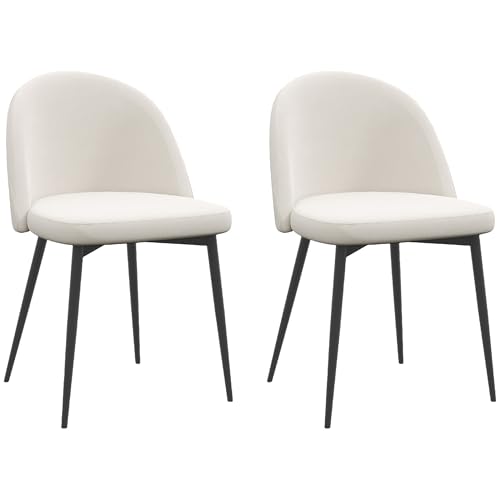 HOMCOM 2er Set Esszimmerstühle skandinavischer Küchenstuhl gepolsterter Samtstuhl mit spitz zulaufenden Metallbeinen, für Wohnzimmer, Esszimmer, Creme HOMCOM 2er Set Esszimmerstühle skandinavischer Küchenstuhl gepolsterter Samtstuhl mit spitz zulaufenden Metallbeinen, für Wohnzimmer, Esszimmer, Creme von HOMCOM