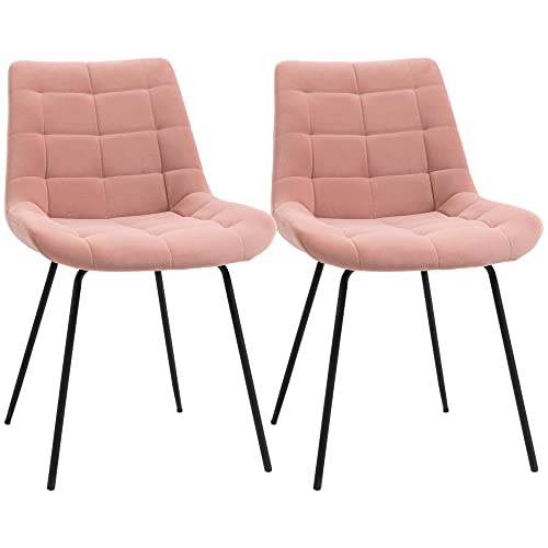 HOMCOM 2er Set Esszimmerstuhl Küchenstuhl Polsterstuhl mit Rückenlehne, Sitzbezug aus Samt, für Wohnzimmer, im Retrodesign, Stahlbeine, Rosa 50 x 61 x 79 cm HOMCOM 2er Set Esszimmerstuhl Küchenstuhl Polsterstuhl mit Rückenlehne, Sitzbezug aus Samt, für Wohnzimmer, im Retrodesign, Stahlbeine, Rosa 50 x 61 x 79 cm von HOMCOM